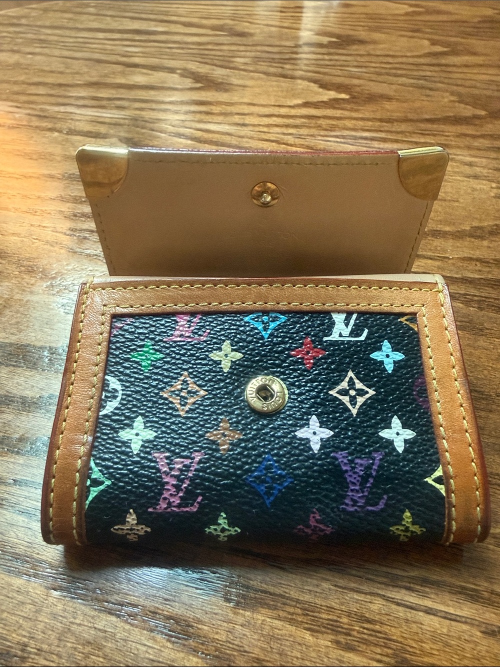 Louis Vuitton Black Multicolor Monogram Trifold Wallet with Tan Trim - Picture 2 of 14